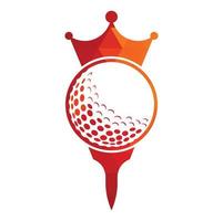 diseño del logotipo del vector de golf rey. pelota de golf con icono de vector de corona.