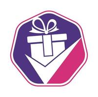 Check Gift Logo Icon Design. Check gift box logo design icon template vector. vector