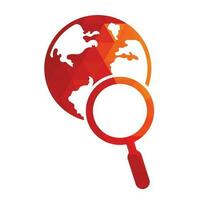 Globe search logo vector icon. world and loupe logo combination.