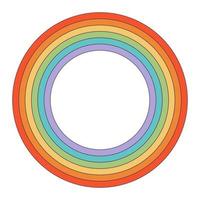 Retro groovy rainbow hipster circle. Psychedelic hippie rainbows wave. Psychedelic vintage cartoon element - funky illustration in hippy style. Vector flat illustration for banner, flyer, invitation.