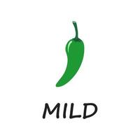 Spicy chili pepper green sauce level mild. Traditional Mexican and Chinese spicy food in doodle style. Vector hand drawn illustration isolated on a white background.