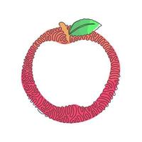 dibujo de línea continua única manzanas saludables enteras orgánicas para el logotipo de huerto. concepto de fruitage tropical fresca para el icono de jardín de frutas. estilo del fondo del círculo del rizo del remolino. vector de diseño de dibujo de una línea