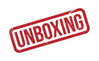Unboxing Rubber Stamp. Red Unboxing Rubber Grunge Stamp Seal Vector Illustration - Vector