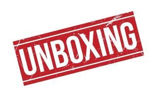 Unboxing Rubber Stamp. Red Unboxing Rubber Grunge Stamp Seal Vector Illustration - Vector