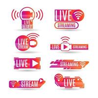 General Live Stream Label Set vector