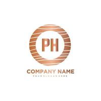 PH Initial Letter circle wood logo template vector