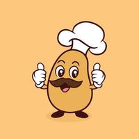 Cute potato chef cartoon character thumbs up vector illustration. chef mascot logo. french fries cartoon