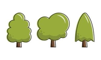 Free cute cartoon trees illustration set. Vector collection of minimal trees