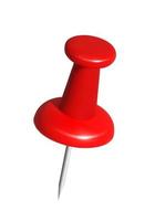 Realistic 3d icon mesh red thumbtack office push pin isolated on white background. Vector illustration ready to use for your design