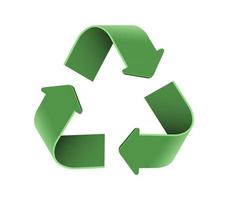 Green 3d icon arrows recycle eco symbol vector illustration isolated on white background. Recycled sign. Cycle Recycled materials symbol, waste sorting concept saving the planet