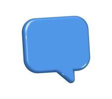 3d illustration of blue realistic speech bubble icon. Mesh vector talking cloud. Glossy chat high quality vector. Shiny cloud foam speak text, chatting box, message box dialogue social media