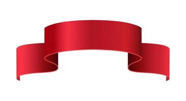 Red ribbon. Realistic glossy gradient banner, 3d festive or advertisement wavy elegance tape, empty curled paper or satin decorative element, blank vector decor with copy space isolated