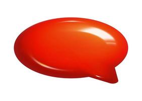 3d illustration of round red realistic speech bubble icon chat. Mesh vector talking cloud. Glossy chat high quality. Shiny cloud foam speak text, chatting box, message box dialogue social media