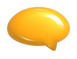 3d illustration of round yellow realistic speech bubble icon chat. Mesh vector talking cloud. Glossy chat high quality. Shiny cloud foam speak text, chatting box, message box dialogue social media