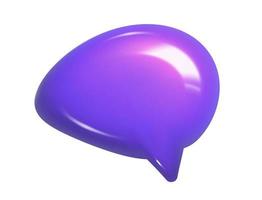 3d illustration of round purple realistic speech bubble icon chat. Mesh vector talking cloud. Glossy chat high quality. Shiny cloud foam speak text, chatting box, message box dialogue social media