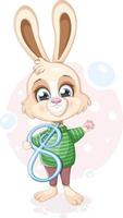 Cute cartoon bunny with number 8 vector