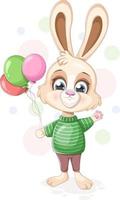 Cute little bunny with balloons vector