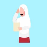 Confused Indonesian Elementary Student With Paper Test vector