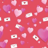 seamless valentine day with heart and letter icon pattern in light red color background vector illustration EPS10