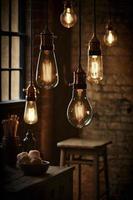 decorativo antiguo Edison estilo filamento ligero bombillas brillante en el oscuro foto