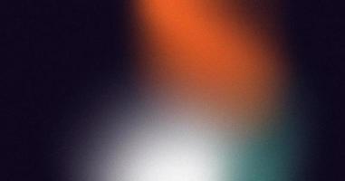 Orange white green illuminated spots on black, grainy gradient background, color noise texture effect, copy space photo