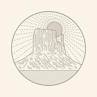 Monument Valley Arizona desert mono line art vector for patch, pin, graphic, art t-shirt design