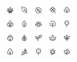 leaf and natural line icon set vector