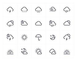 Weather and forecast line icon set vector