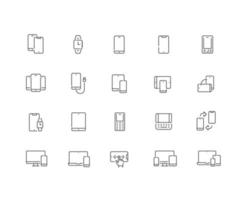 Device and responsive line icons. vector