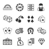 conjunto de iconos de casino y juegos de azar vector