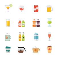 Beverage and drink color icon set vector