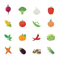 Vegetable color icon set vector