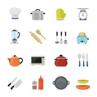 Kitchenware color icon set vector