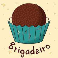 Brazilian traditional food. Brigadeiro. Vector illustration in hand drawn style