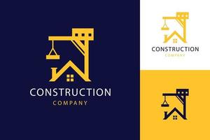 flat design construction company logo template vector