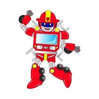 fire truck robot character, vector, editable, suitable for comics, illustrations, coloring books, stickers, posters, websites, printing and more vector