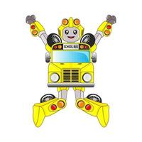 school bus robot character, vector, editable, perfect for comics, illustrations, coloring books, stickers, posters, websites, printing and more vector