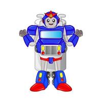 tanque camión robot personaje, vector, editable, Perfecto para historietas, ilustraciones, colorante libros, pegatinas, carteles, sitios web, impresión y más vector