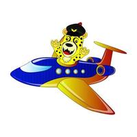 Illustration of a cheetah on an airplane, vector, eps10, editable vector