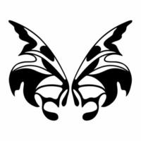 Tribal Fairy Wings Logo. Tattoo Design. Stencil Vector Illustration.