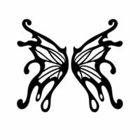 Tribal Fairy Wings Logo. Tattoo Design. Stencil Vector Illustration.