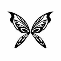 Tribal Fairy Wings Logo. Tattoo Design. Stencil Vector Illustration.