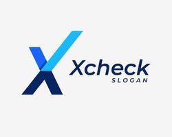 letra X iniciales marca de verificación cheque garrapata Lista de Verificación de acuerdo correcto sencillo mínimo vector logo diseño