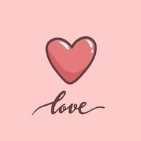 Red and Pink Love Heart Symbol Icon. Valentine Vector Illustration.