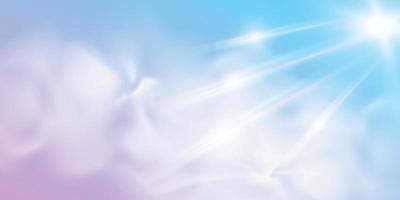 Sky with clouds and sun rays. vector