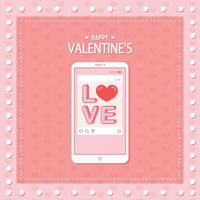 Music player on mobile phone screen.  Happy Valentines day card vector