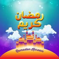 Ramadan Kareem design. on color background for Holy month Ramadan celebration. Calligraphy mean Ramadan Kareem vector