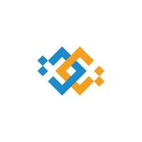 letter cc linked colorful dots pixels geometric logo vector