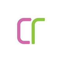 letter cr simple geometric typeface colorful logo vector