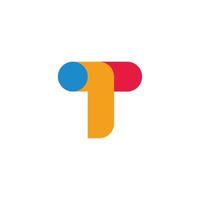 letter t simple geometric colorful fun logo vector